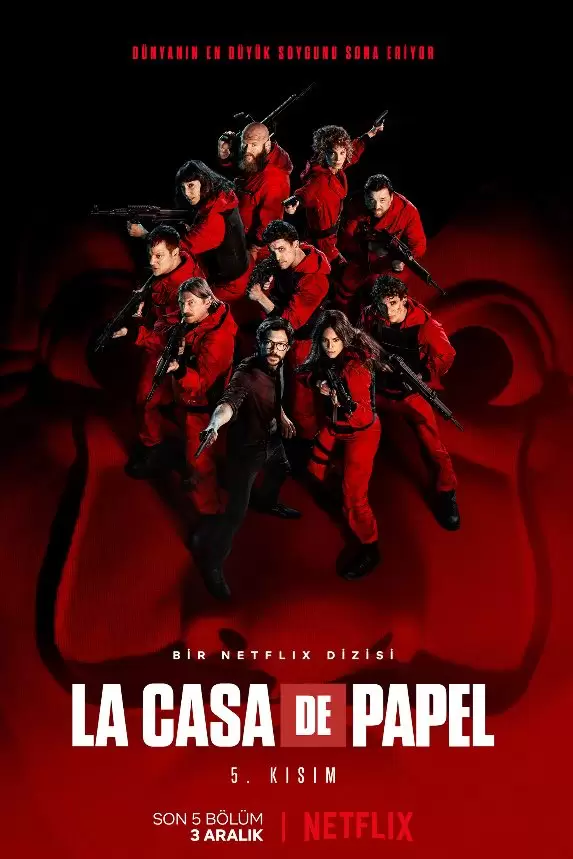 Beş bölümden oluşan La casa de papel 5. Kısım 2. Cilt, 3 Aralık’ta tüm dünyayla aynı anda sadece Netflix’te