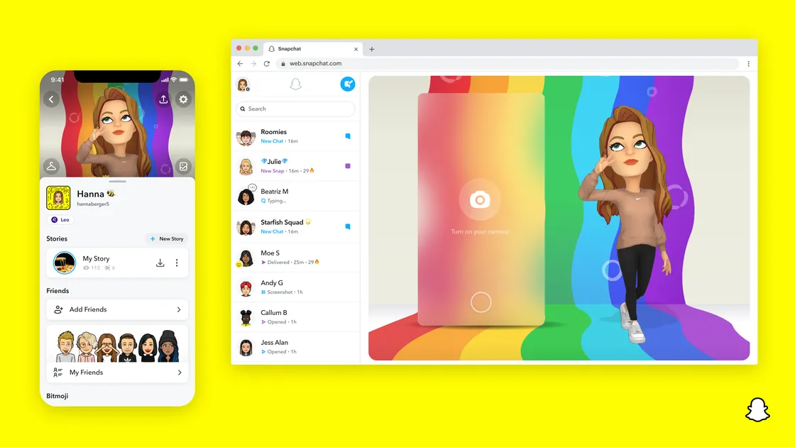 Snapchat, web'e sohbet ve görüntülü arama getiriyor
