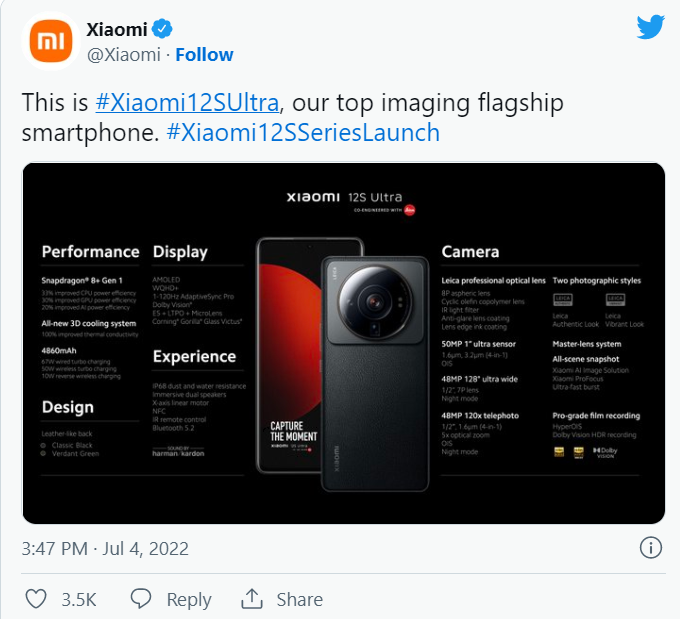 Xiaomi, yeni Mi 12S'e büyük bir kamera sensörü yerleştirdi