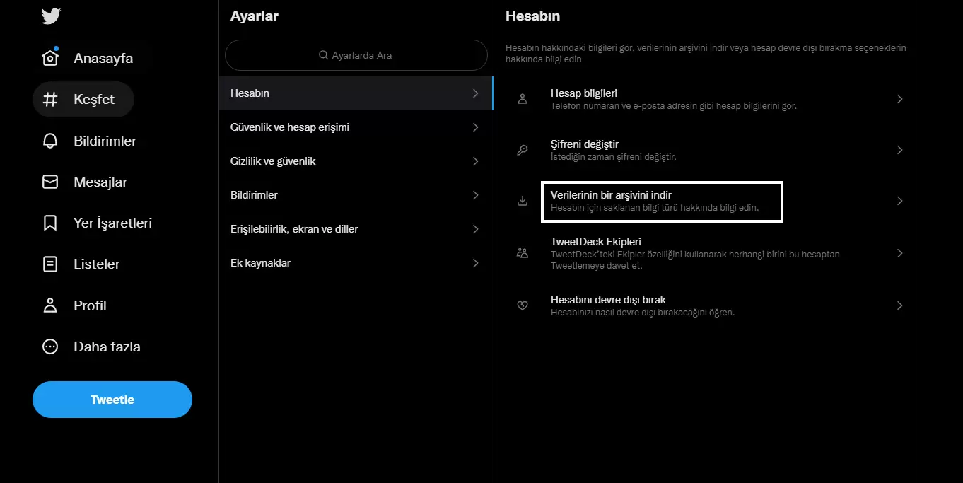 Twitter veri arşivi
