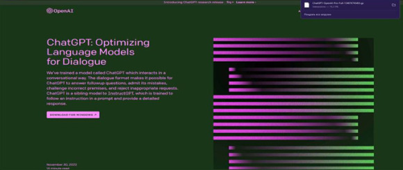 Masaüstü sürümünü indirmeyi teklif eden sahte ChatGPT web sayfası