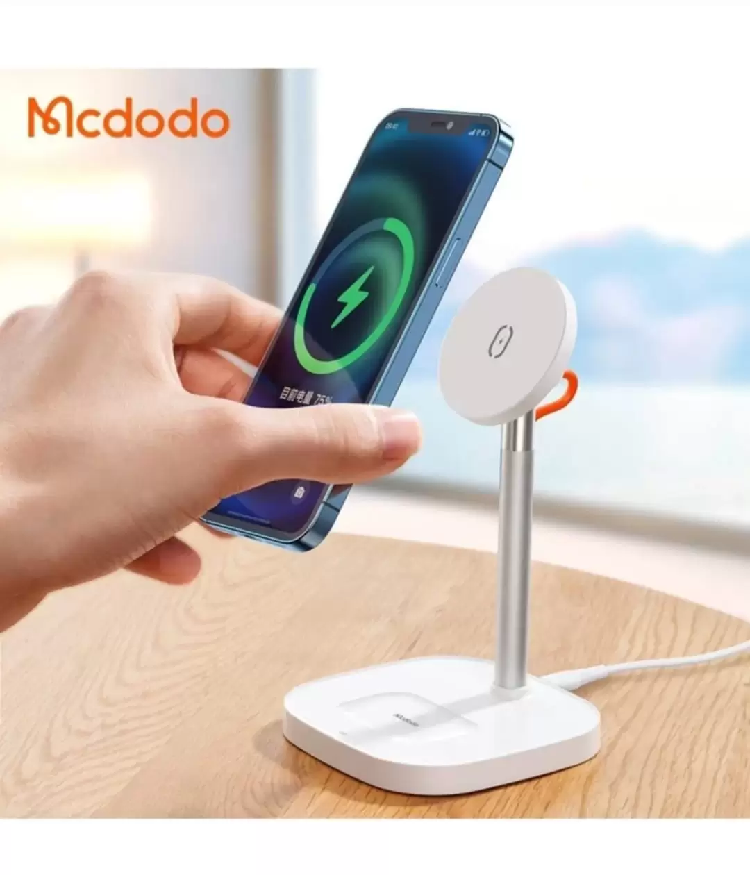 Mcdodo 2in1 15W Magsafe iPhone Uyumlu Air Pods Kablosuz Şarj Standı Beyaz CH-7340