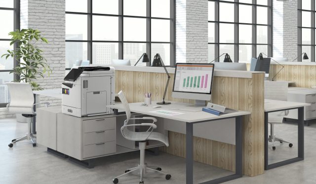 Modern,White,Brick,Coworking,Office,Interior,With,Furniture,,Equipment,And