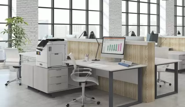 Modern,White,Brick,Coworking,Office,Interior,With,Furniture,,Equipment,And