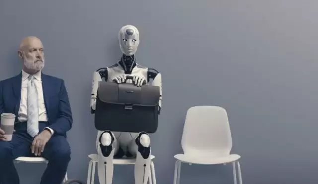 Man,And,Ai,Robot,Waiting,For,A,Job,Interview:,Ai