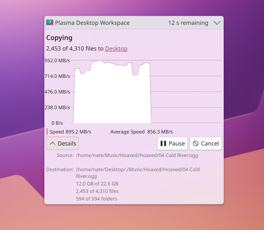 file transfer notification with graph