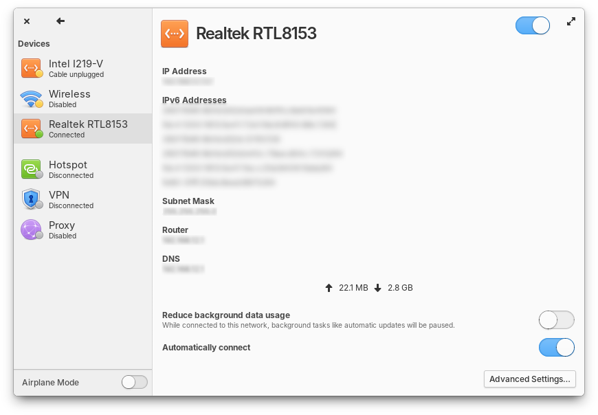 settings network