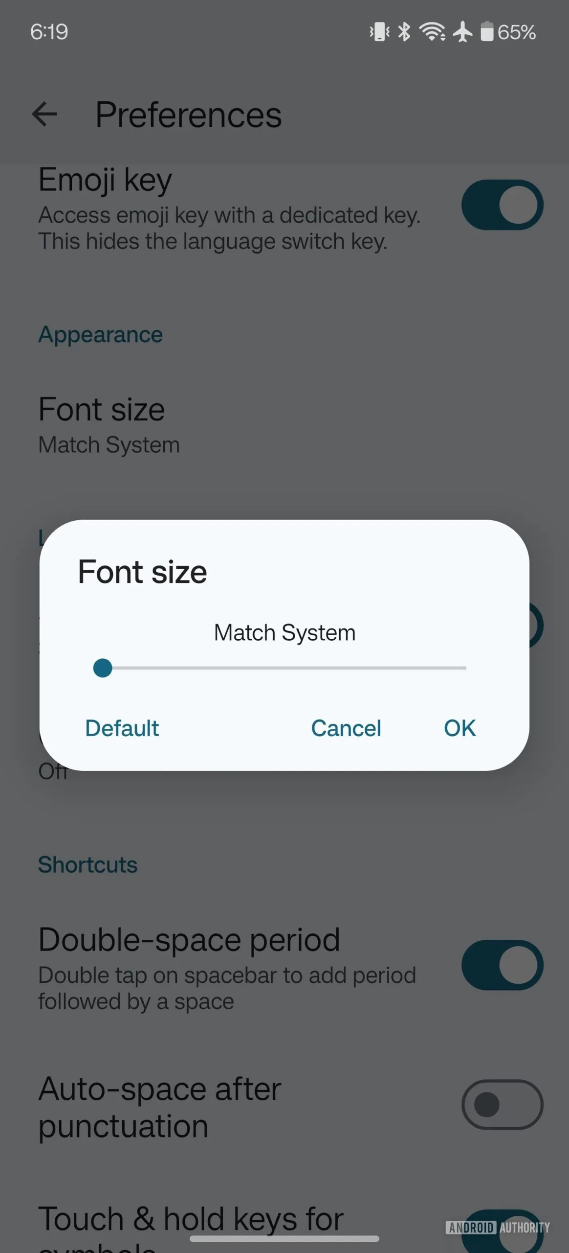 gboard font boyutu sliderpg