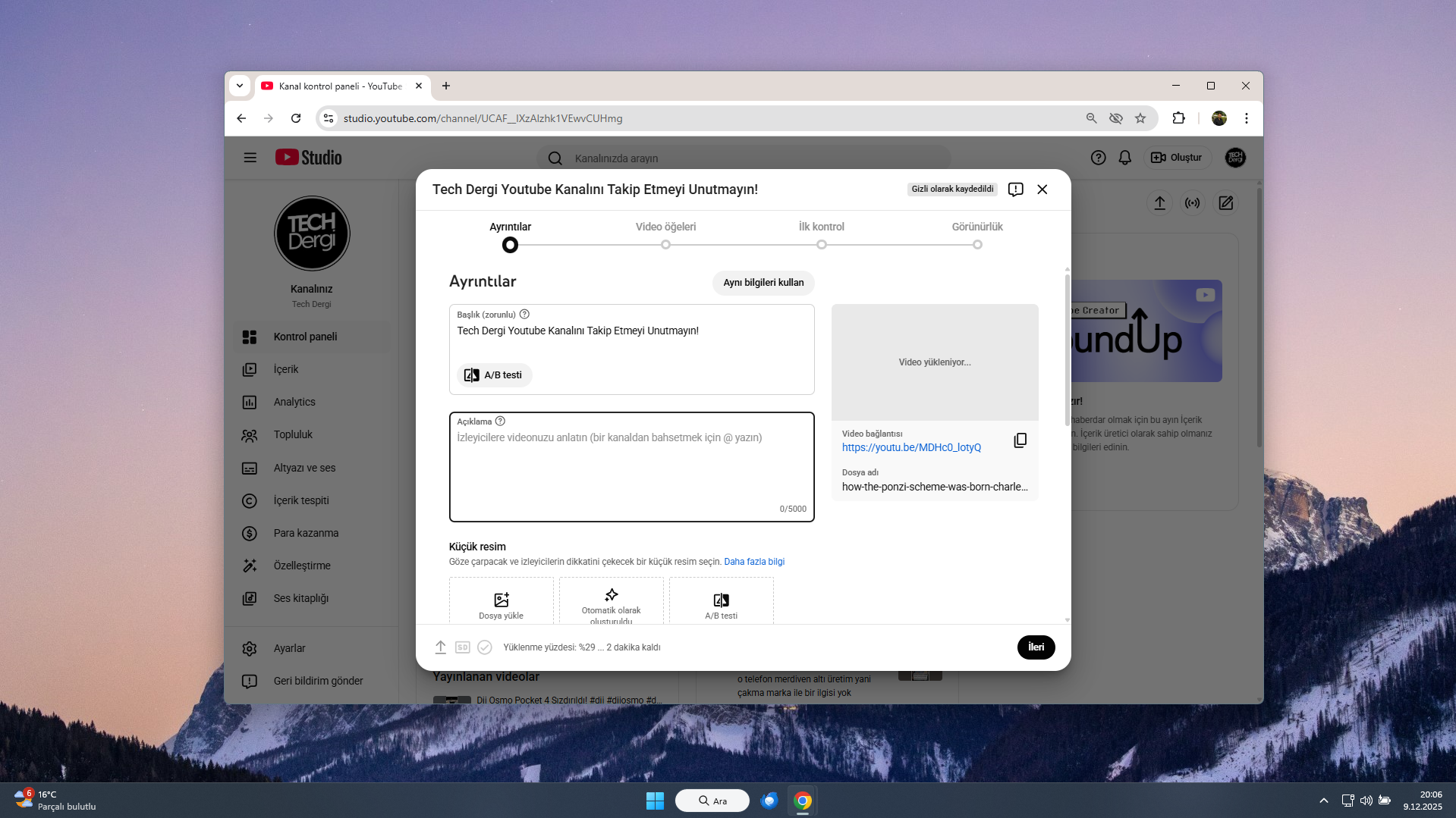 youtube studio baslik ab testi